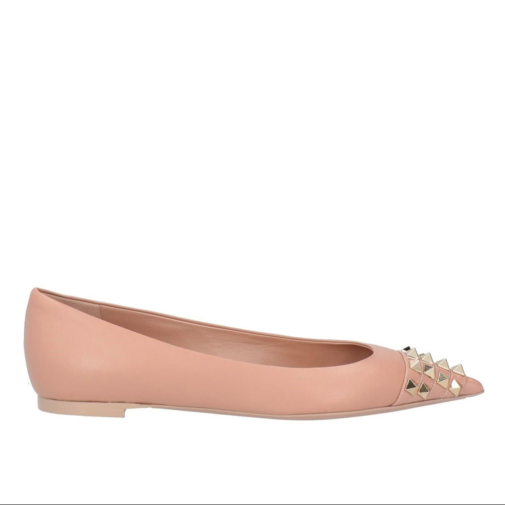 Valentino Garavani Nude Bicolor Rockstud Alcove Ballet Flats 36